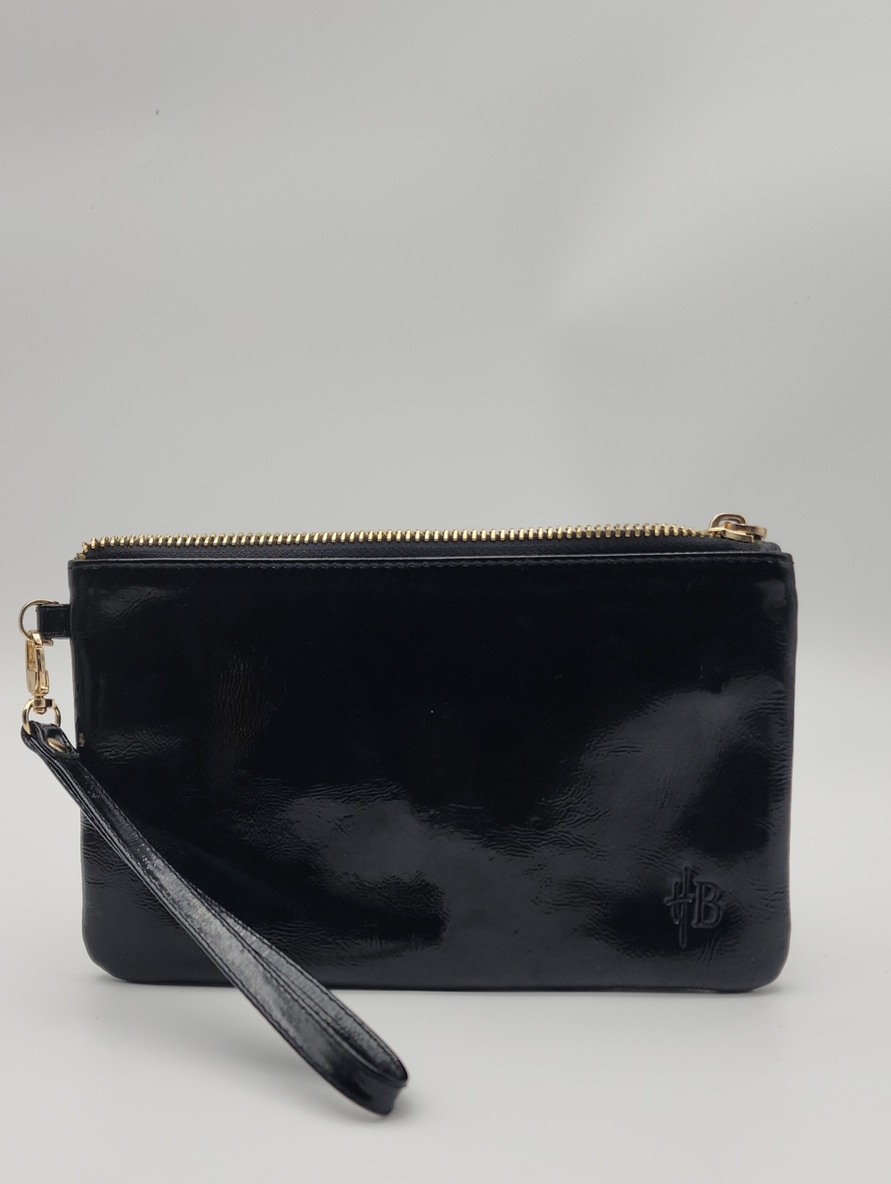 Handbag Butler Glossy Black Patent Leather Clutch Wristlet Bag